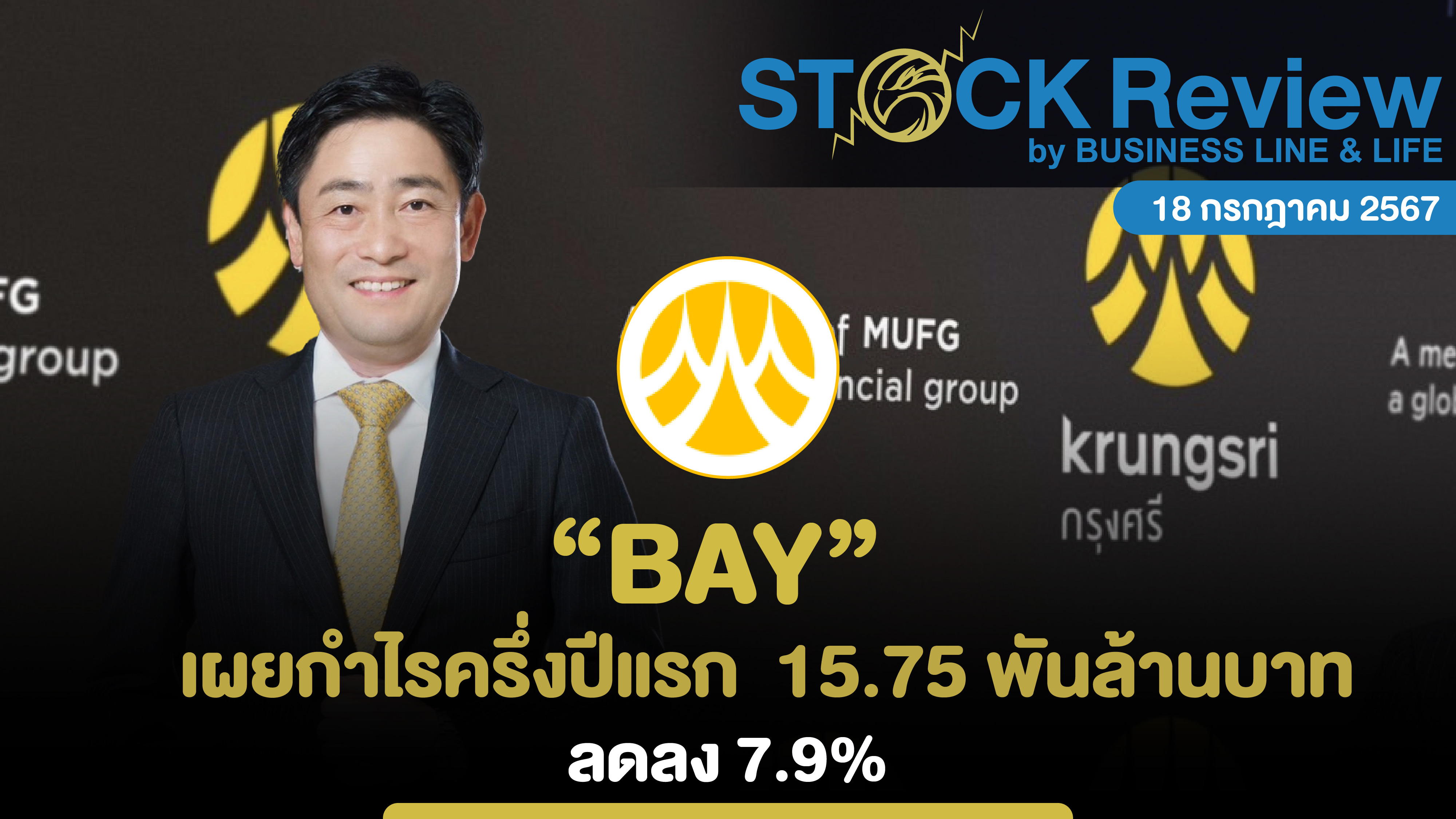 “BAY” เผยกำไรครึ่งปีแรก  15.75 พันล้านบาท  ลดลง 7.9%