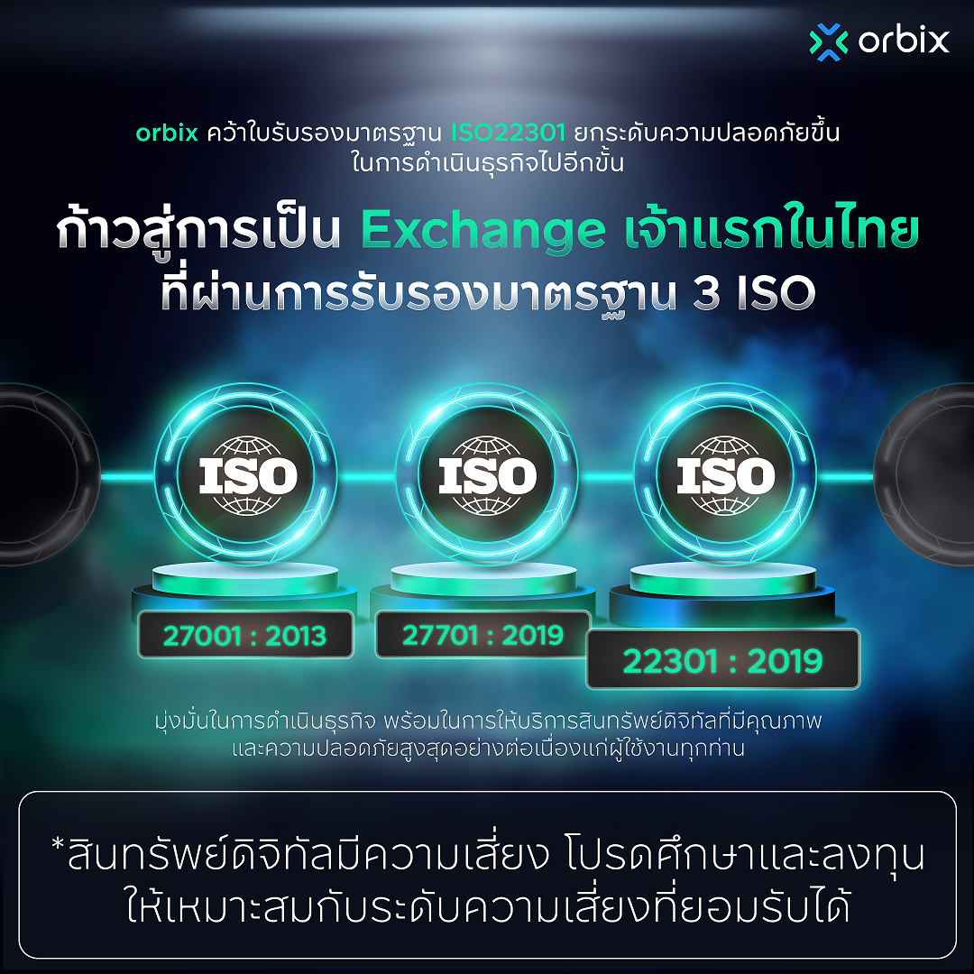 orbix Trade คว้า 3 ISO ด้านอุตสาหกรรมสินทรัพย์ดิจิทัล เจ้าแรกในไทย