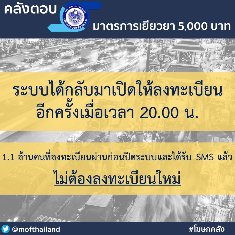 “เราไม่ทิ้งกัน” เยียวยา 5 พันบาท พร้อมให้ลงทะเบียนอีกครั้ง