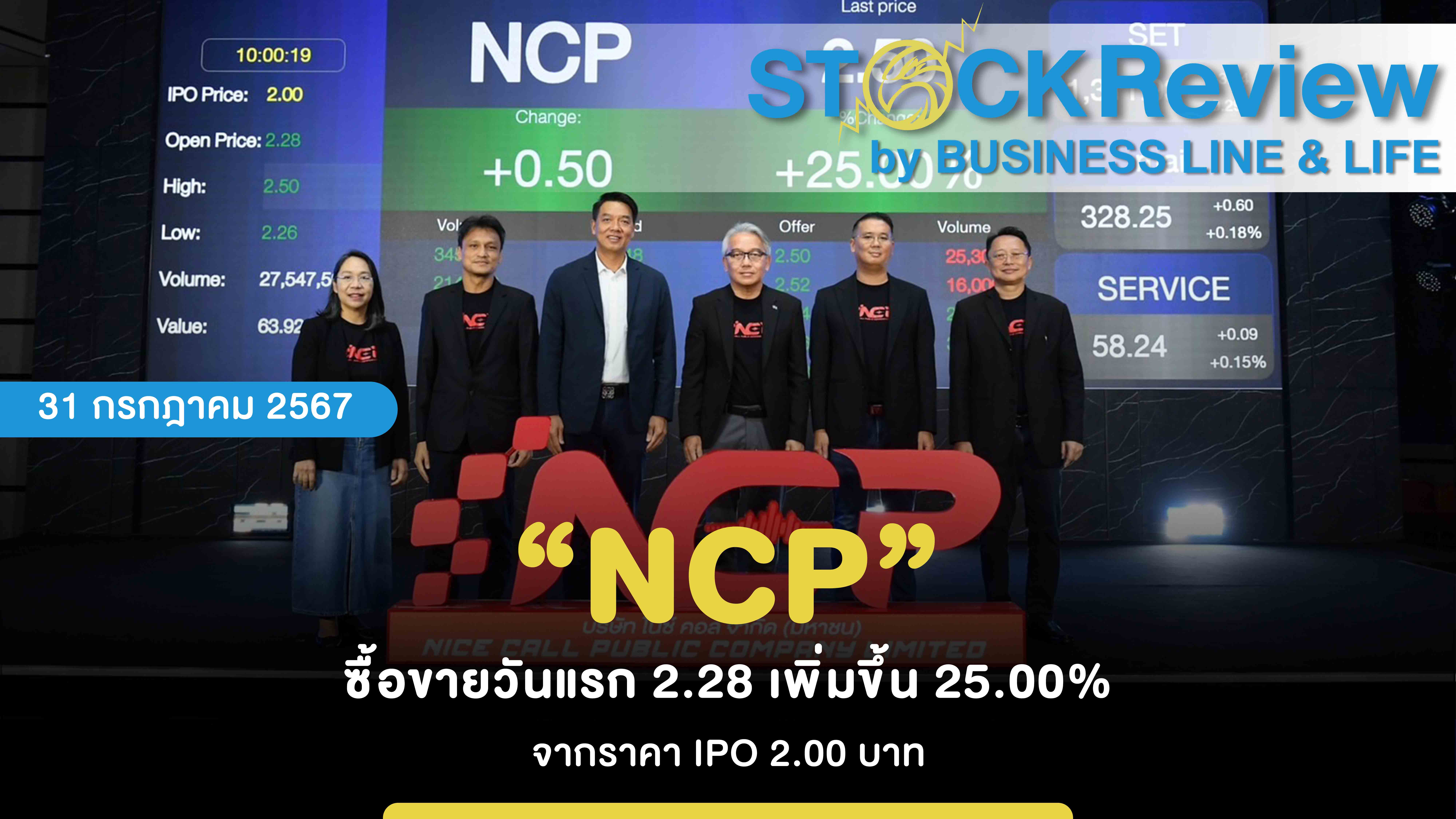 “NCP” ซื้อขายวันแรก 2.28 เพิ่มขึ้น 25.00% จากราคา IPO 2.00 บาท