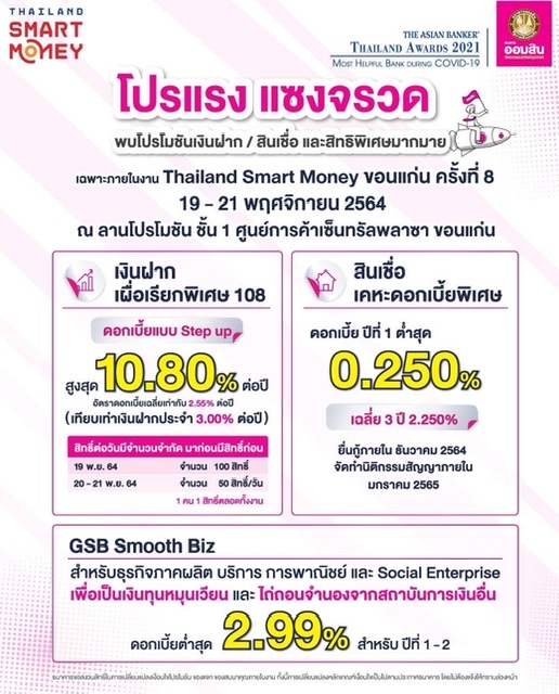 ออมสิน จัดโปรแรงร่วม Thailand Smart Money ขอนแก่น กระตุ้นเศรษฐกิจภาคอีสาน